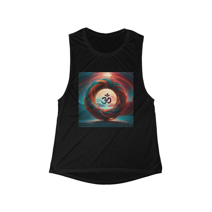 Surreal Om Vortex - Women's Flowy Scoop Muscle Tank - Tank Top - g(0D·IO) - S - Black -