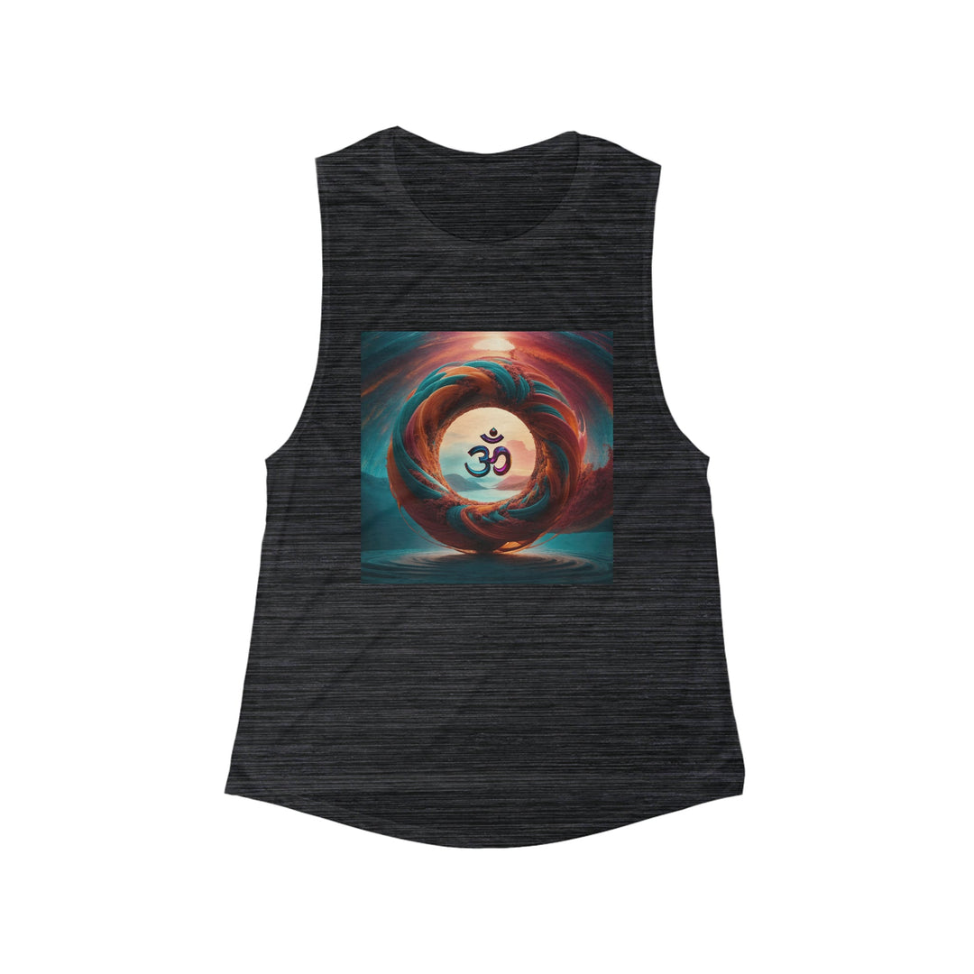 Surreal Om Vortex - Women's Flowy Scoop Muscle Tank - Tank Top - g(0D·IO) - S - Black Slub -