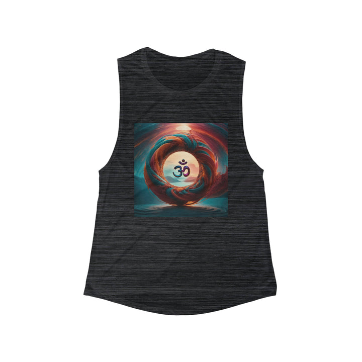 Surreal Om Vortex - Women's Flowy Scoop Muscle Tank - Tank Top - g(0D·IO) - S - Black Slub -