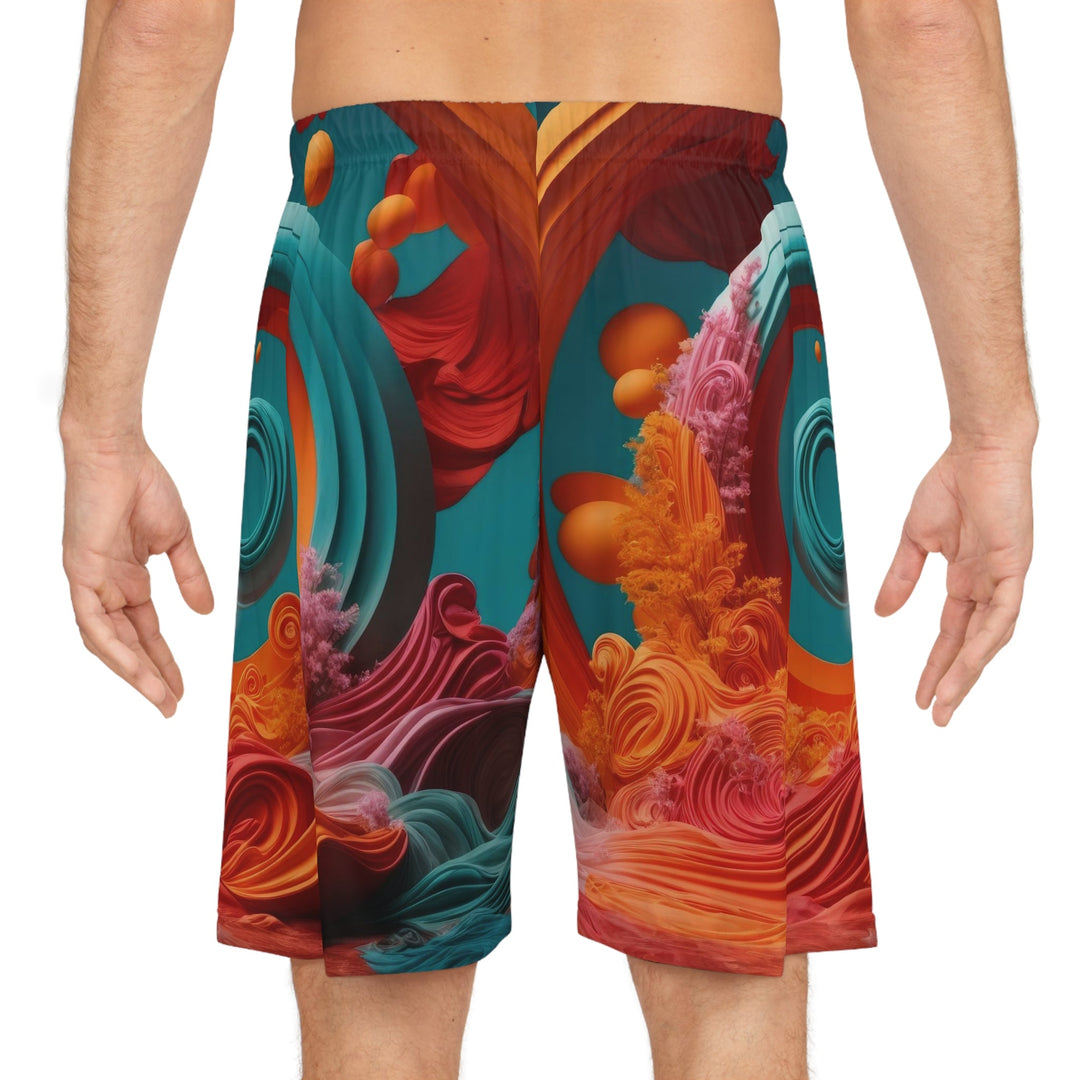 Surreal Swirls Delight - AOP Basketball Shorts - All Over Prints - g(0D·IO) - Seam thread color automatically matched to design - XS -