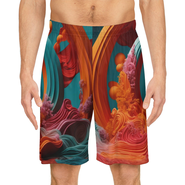 Surreal Swirls Delight - AOP Basketball Shorts - All Over Prints - g(0D·IO) - Seam thread color automatically matched to design - XS -