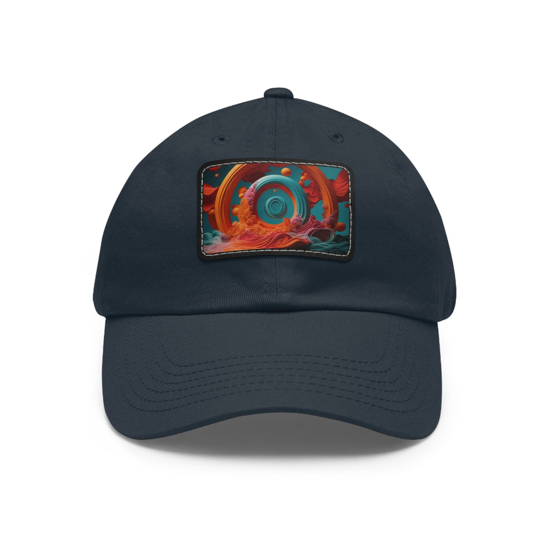 Surreal Swirls Delight - Dad Hat - Hats - g(0D·IO) - Navy / Black patch - Rectangle - One size