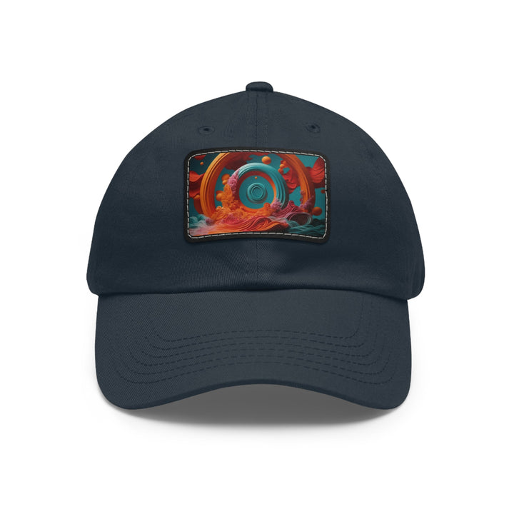 Surreal Swirls Delight - Dad Hat - Hats - g(0D·IO) - Navy / Black patch - Rectangle - One size