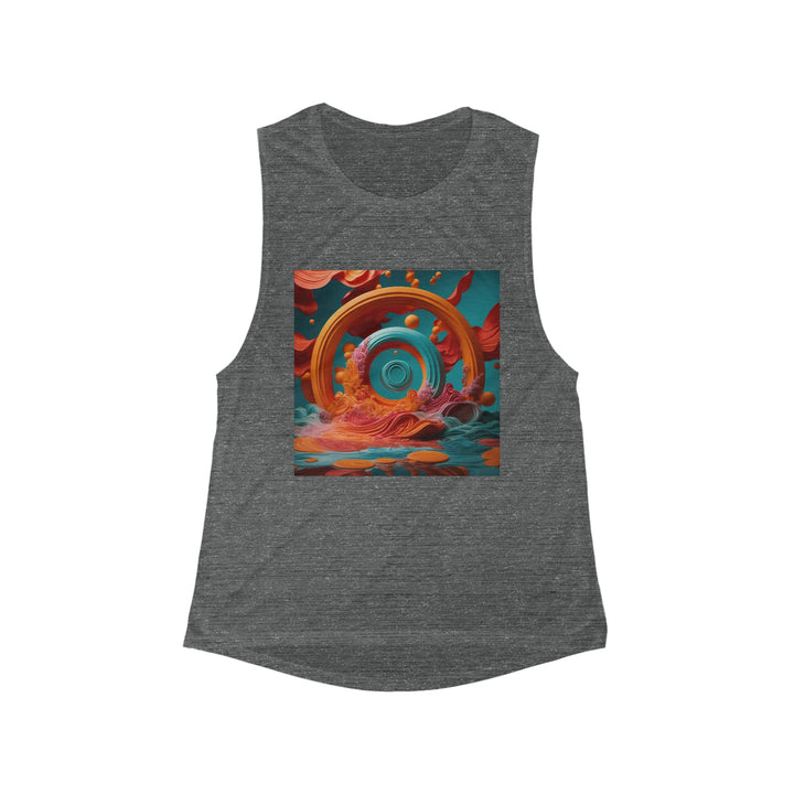 Surreal Swirls Delight - Women's Flowy Scoop Muscle Tank - Tank Top - g(0D·IO) - S - Asphalt Slub -