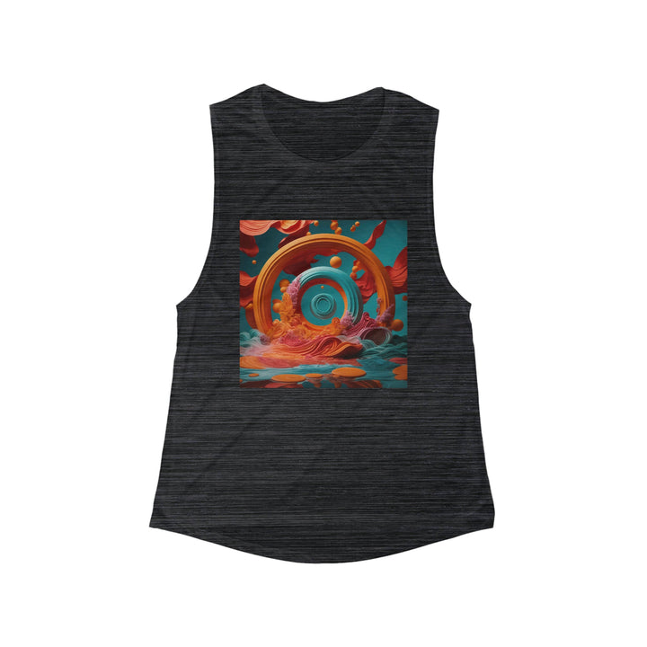 Surreal Swirls Delight - Women's Flowy Scoop Muscle Tank - Tank Top - g(0D·IO) - S - Black Slub -