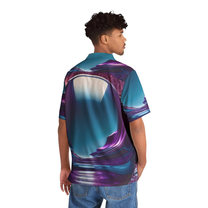Surreal Violet Orb - Men's Hawaiian Shirt - All Over Prints - g(0D·IO) - S - Black -