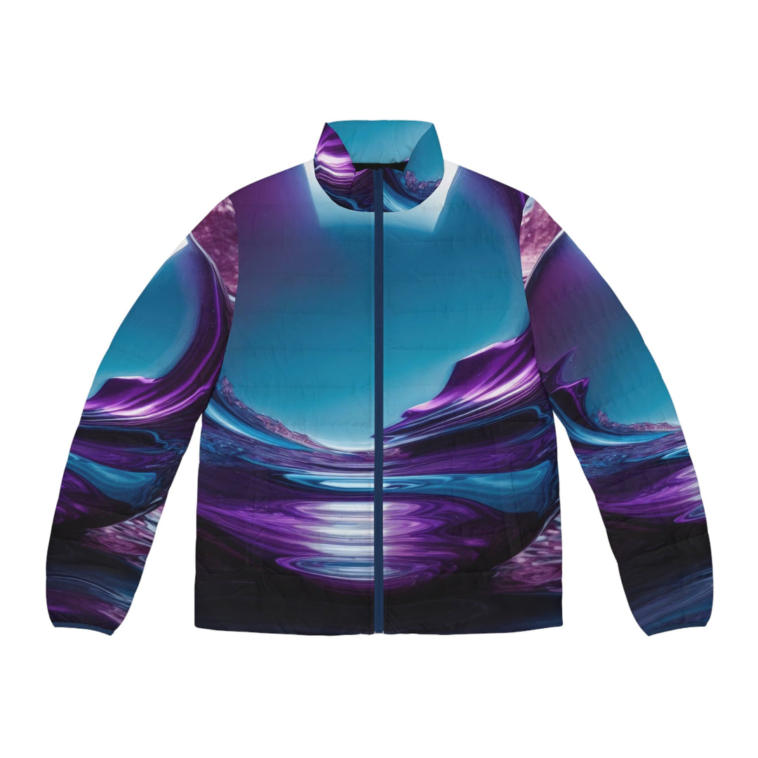 Surreal Violet Orb - Puffer Jacket - All Over Prints - g(0D·IO) - S - Dark blue zipper -