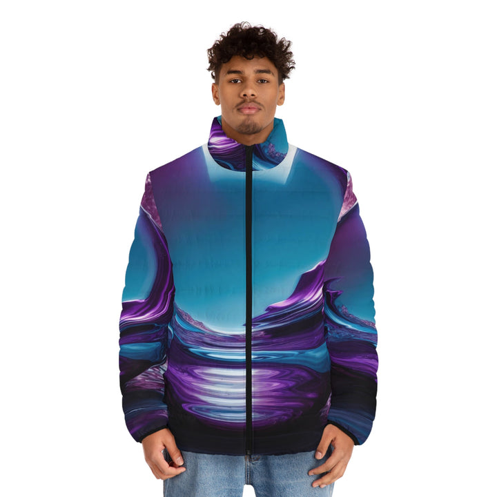 Surreal Violet Orb - Puffer Jacket - All Over Prints - g(0D·IO) - S - Black zipper -