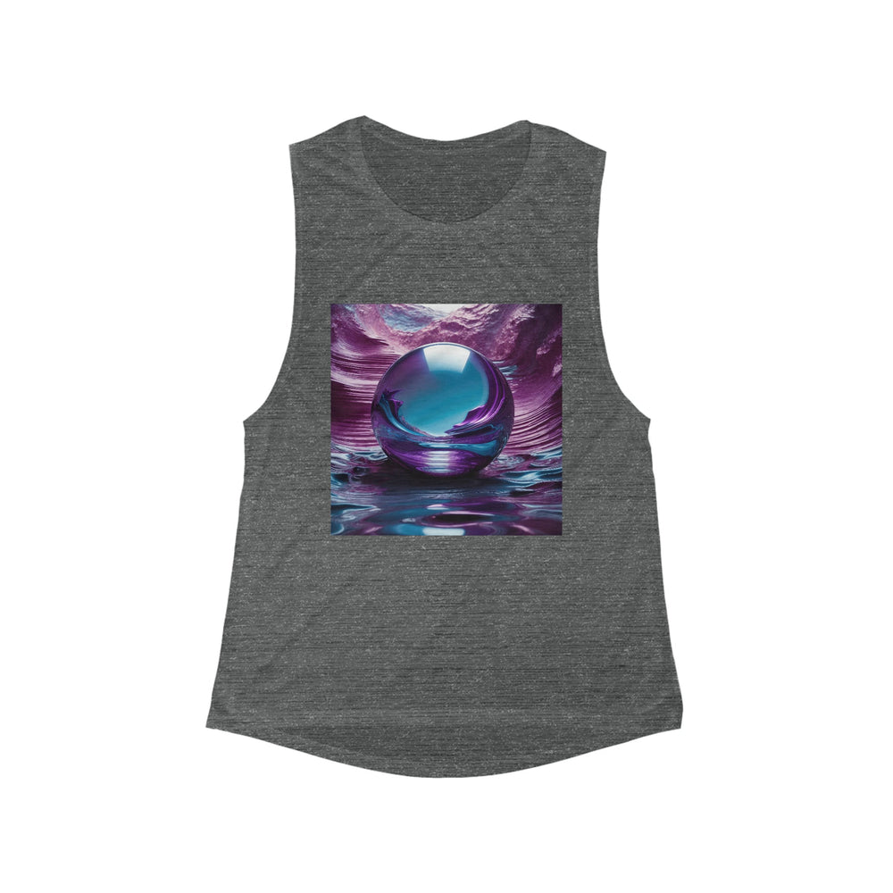 Surreal Violet Orb - Women's Flowy Scoop Muscle Tank - Tank Top - g(0D·IO) - S - Asphalt Slub -