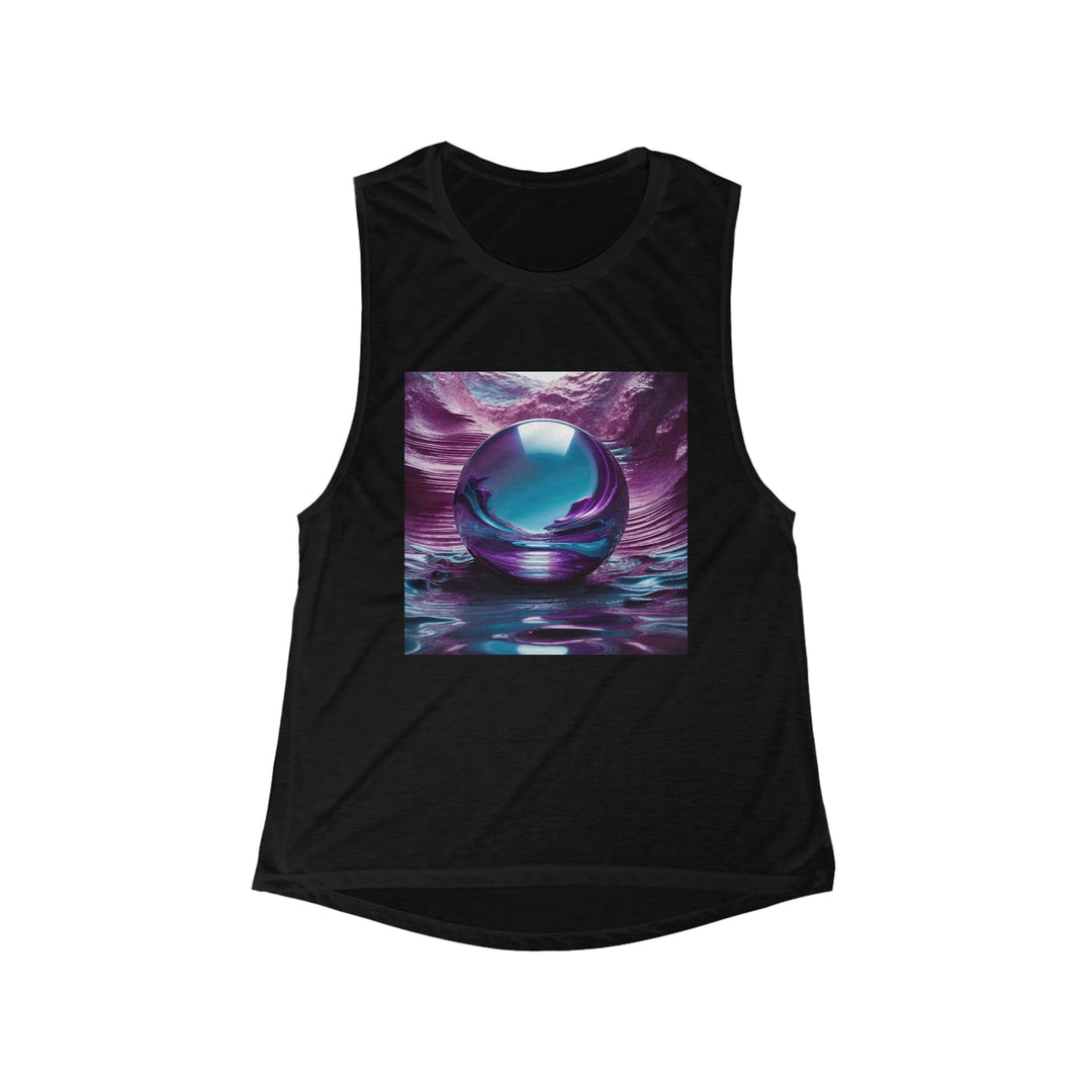 Surreal Violet Orb - Women's Flowy Scoop Muscle Tank - Tank Top - g(0D·IO) - S - Black -