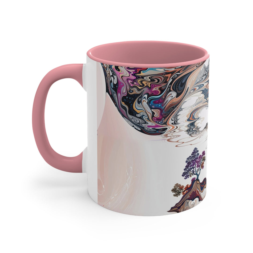 Surreal Vortex Landscape - Accent Coffee Mug - Mug - g(0D·IO) - Pink - 11oz -