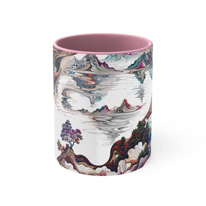 Surreal Vortex Landscape - Accent Coffee Mug - Mug - g(0D·IO) - Pink - 11oz -