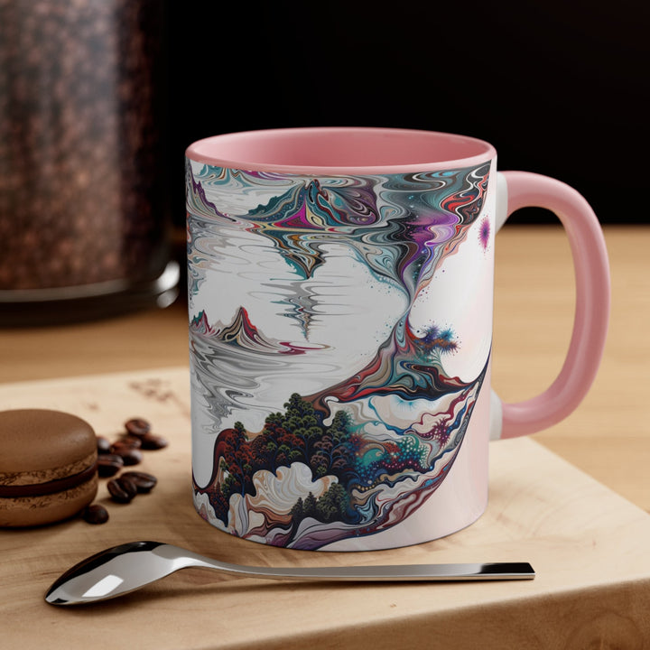 Surreal Vortex Landscape - Accent Coffee Mug - Mug - g(0D·IO) - Pink - 11oz -