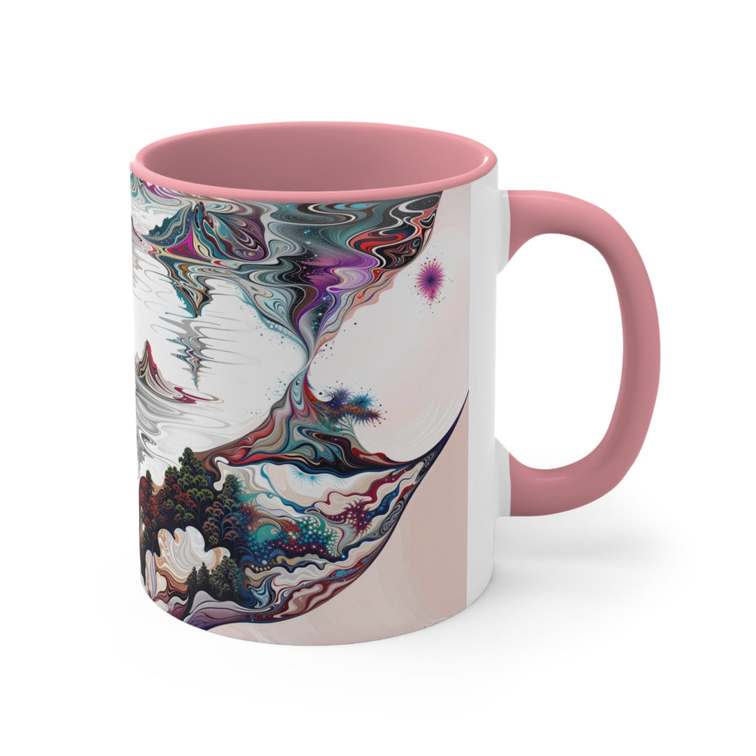 Surreal Vortex Landscape - Accent Coffee Mug - Mug - g(0D·IO) - Pink - 11oz -