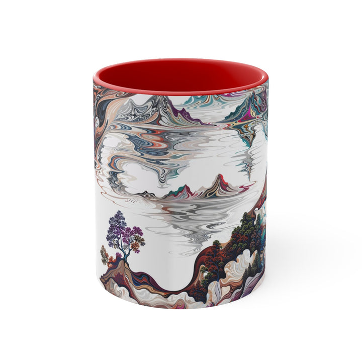 Surreal Vortex Landscape - Accent Coffee Mug - Mug - g(0D·IO) - Red - 11oz -