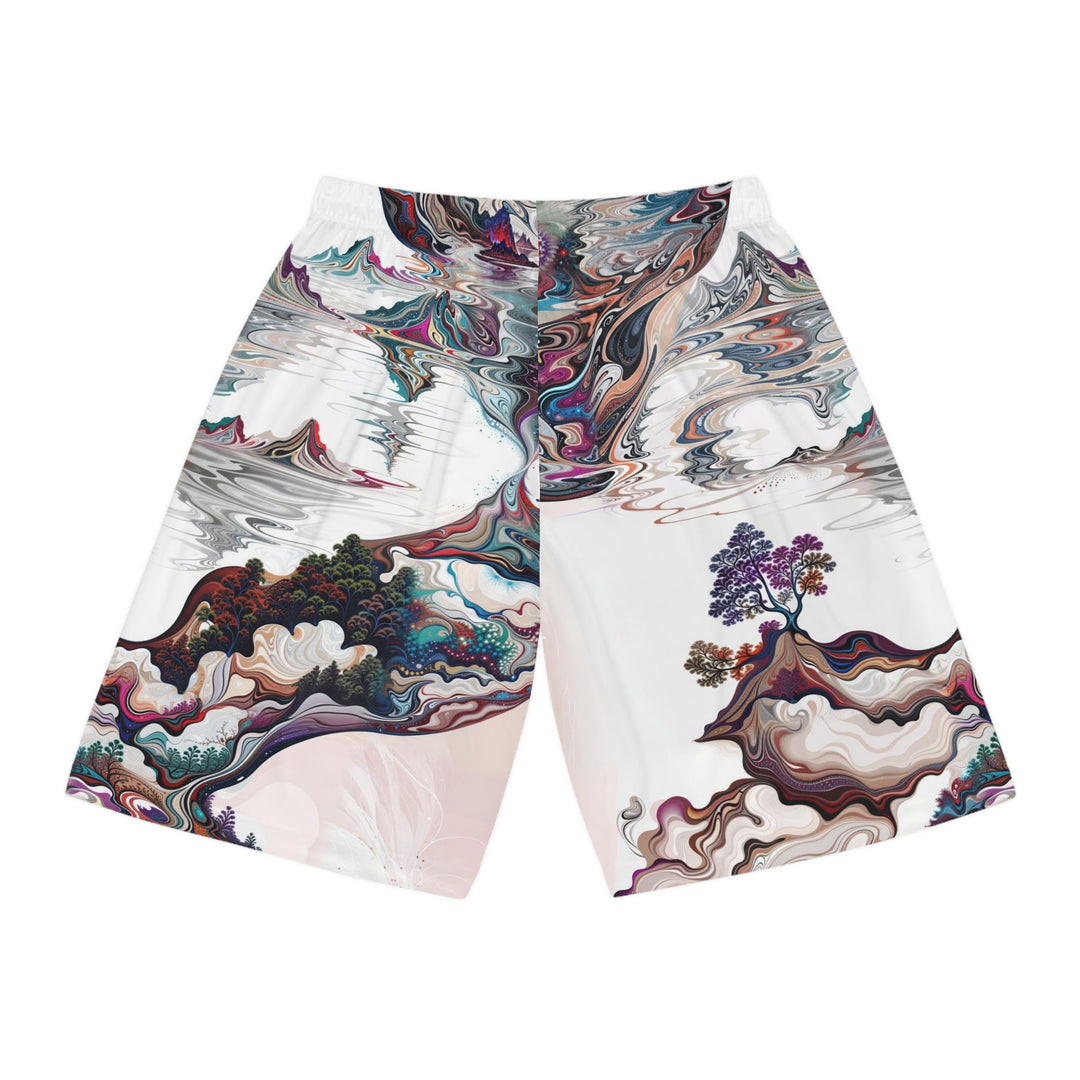 Surreal Vortex Landscape - AOP Basketball Shorts - All Over Prints - g(0D·IO) - Seam thread color automatically matched to design - XS -