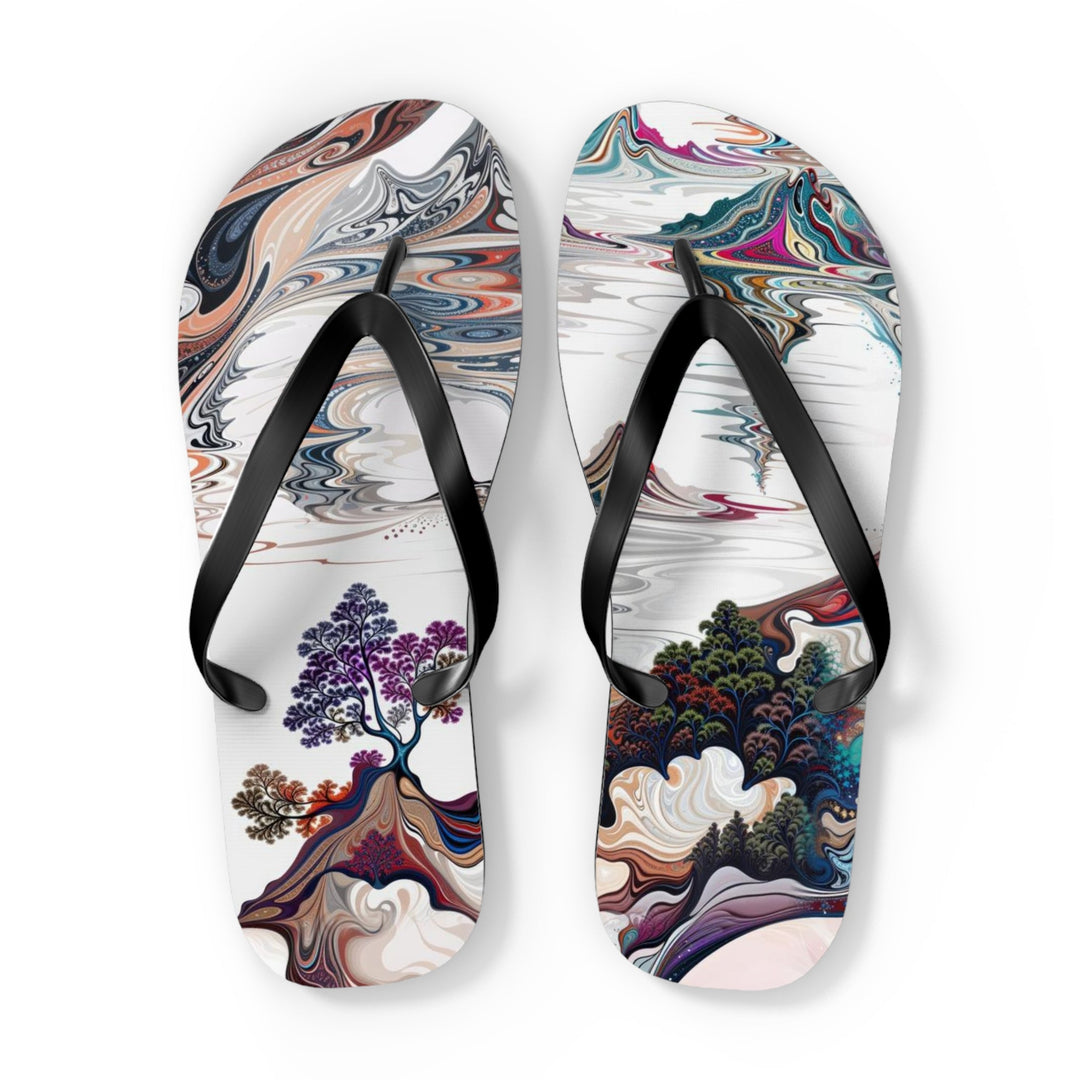 Surreal Vortex Landscape - Flip Flops - Shoes - g(0D·IO) - XL - Black sole -