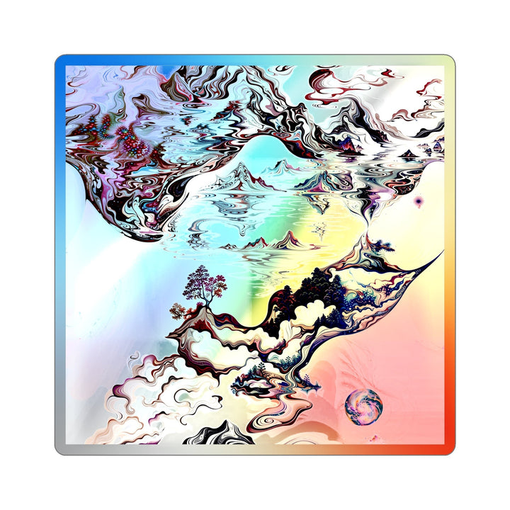 Surreal Vortex Landscape - Holographic Die-Cut Sticker - Paper products - g(0D·IO) - 3" × 3" - Die-Cut - Holographic