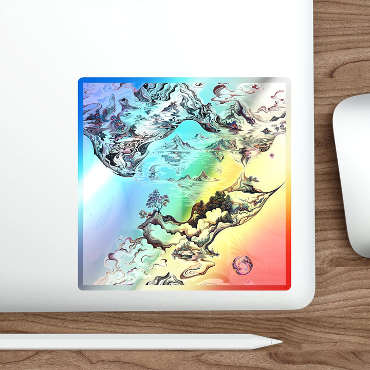 Surreal Vortex Landscape - Holographic Die-Cut Sticker - Paper products - g(0D·IO) - 5" × 5" - Die-Cut - Holographic