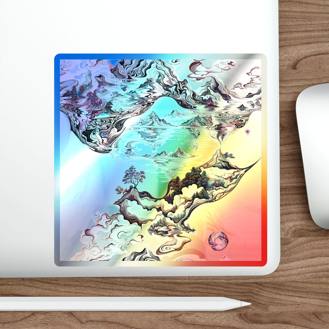 Surreal Vortex Landscape - Holographic Die-Cut Sticker - Paper products - g(0D·IO) - 5" × 5" - Die-Cut - Holographic