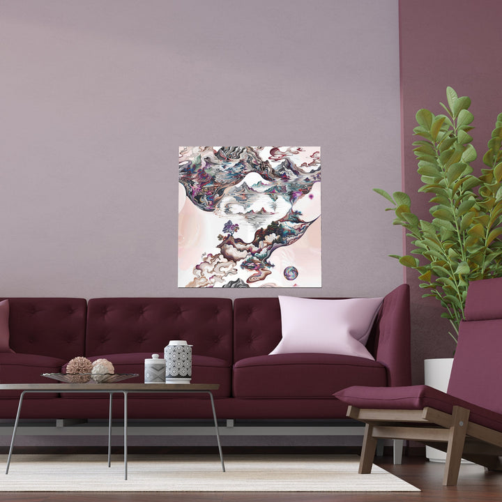 Surreal Vortex Landscape - Indoor and Outdoor Silk Poster - Poster - g(0D·IO) - 30″ x 30″ (Square) - Semi Glossy -
