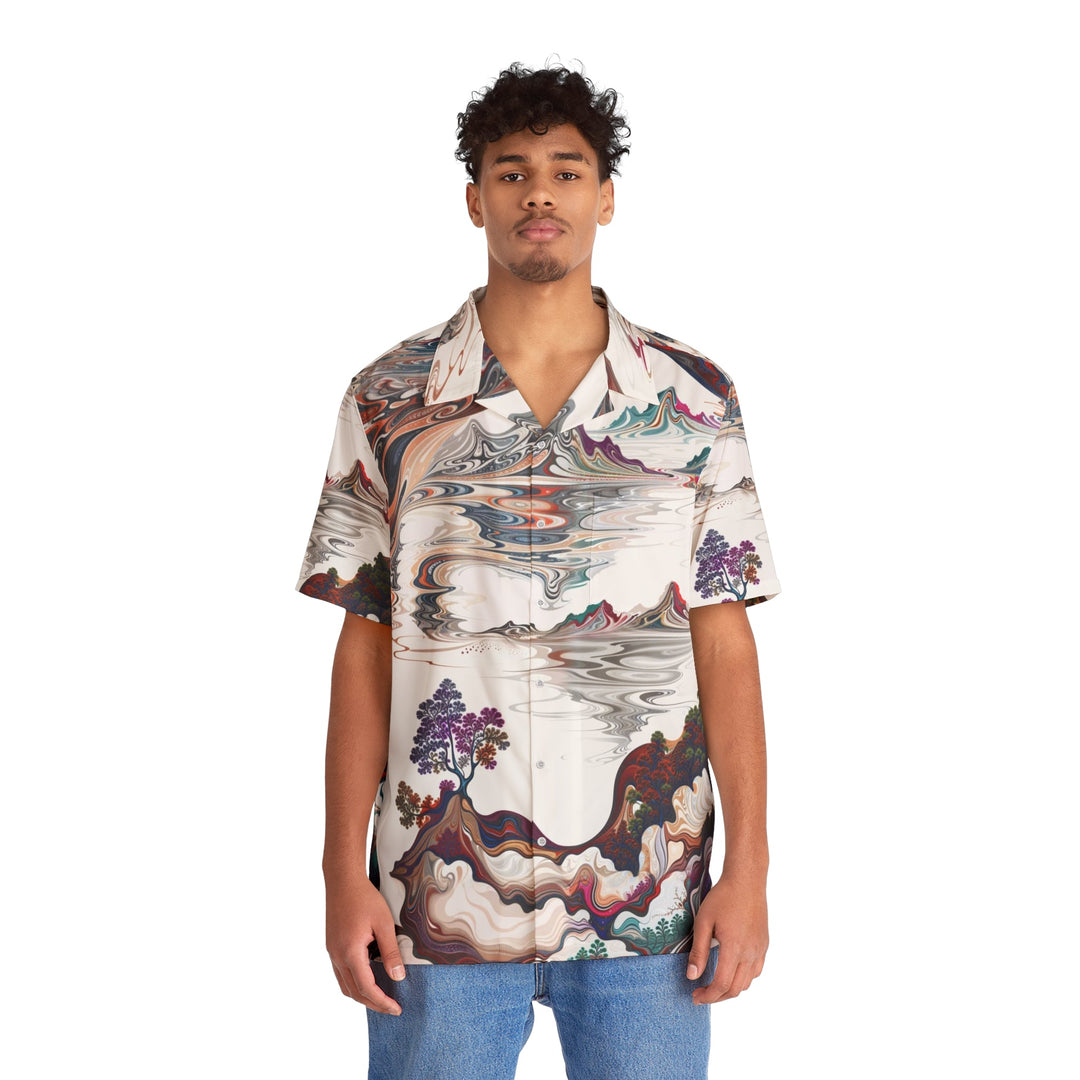 Surreal Vortex Landscape - Men's Hawaiian Shirt - All Over Prints - g(0D·IO) - S - Black -