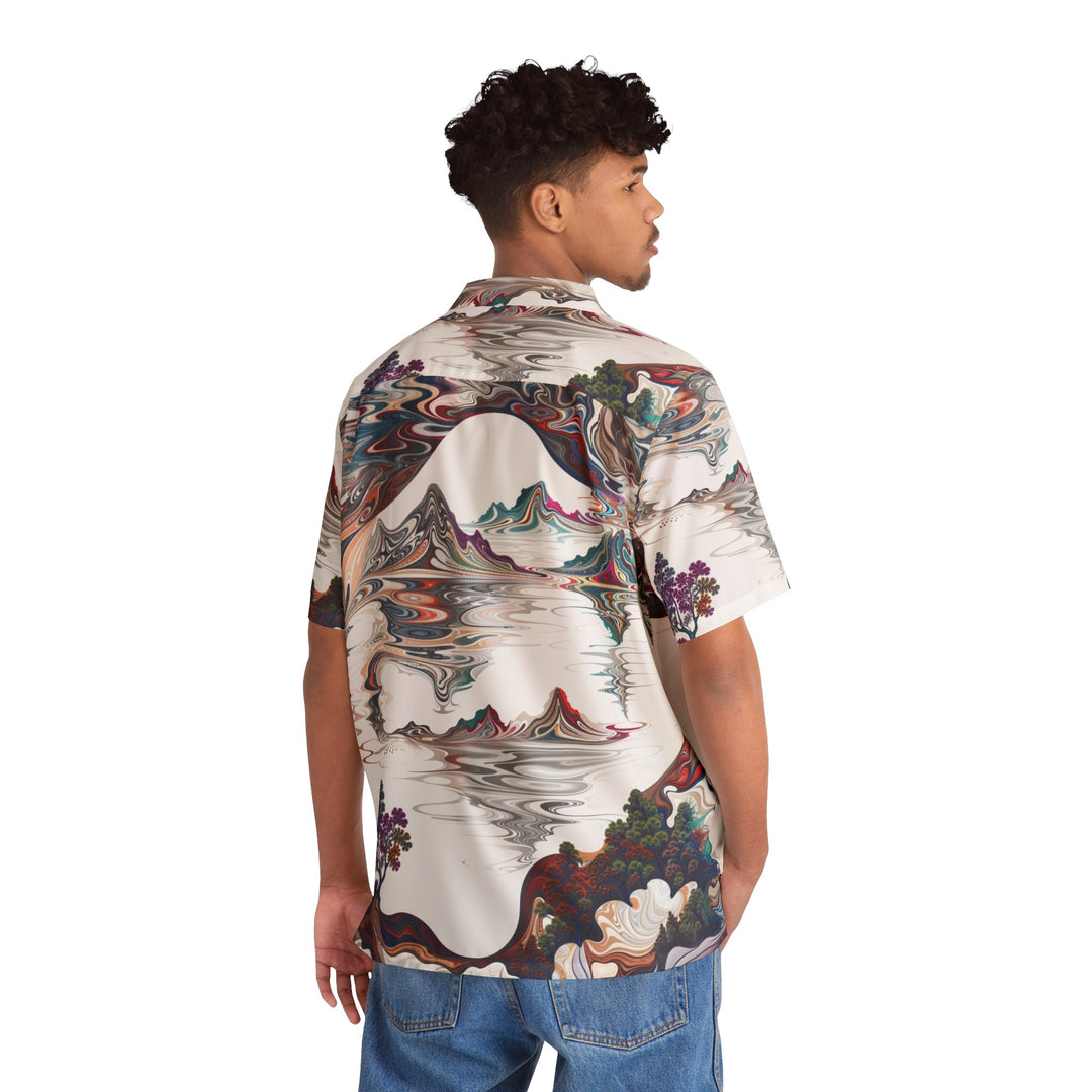 Surreal Vortex Landscape - Men's Hawaiian Shirt - All Over Prints - g(0D·IO) - S - Black -