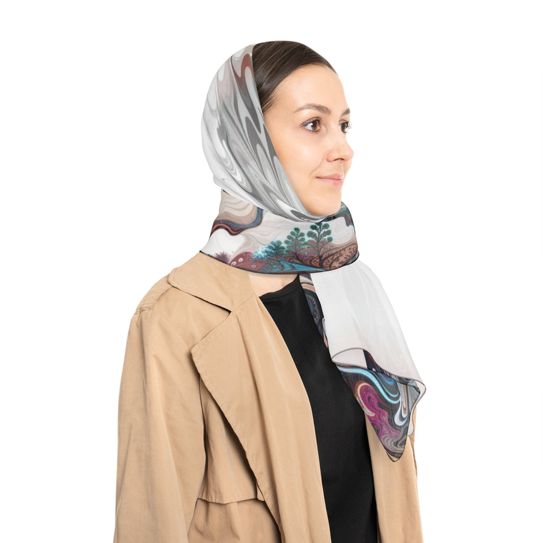 Surreal Vortex Landscape - Poly Scarf - Accessories - g(0D·IO) - Poly chiffon - 50" × 50" -