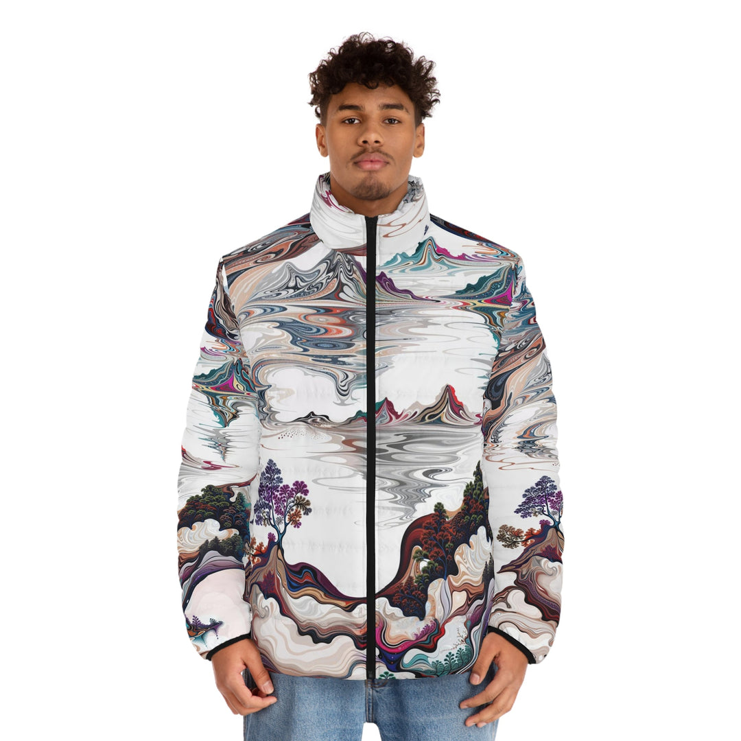 Surreal Vortex Landscape - Puffer Jacket - All Over Prints - g(0D·IO) - S - Black zipper -