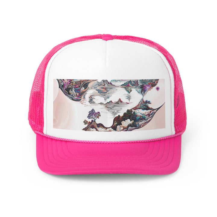 Surreal Vortex Landscape - Trucker Hat - Hats - g(0D·IO) - Pink - One size -