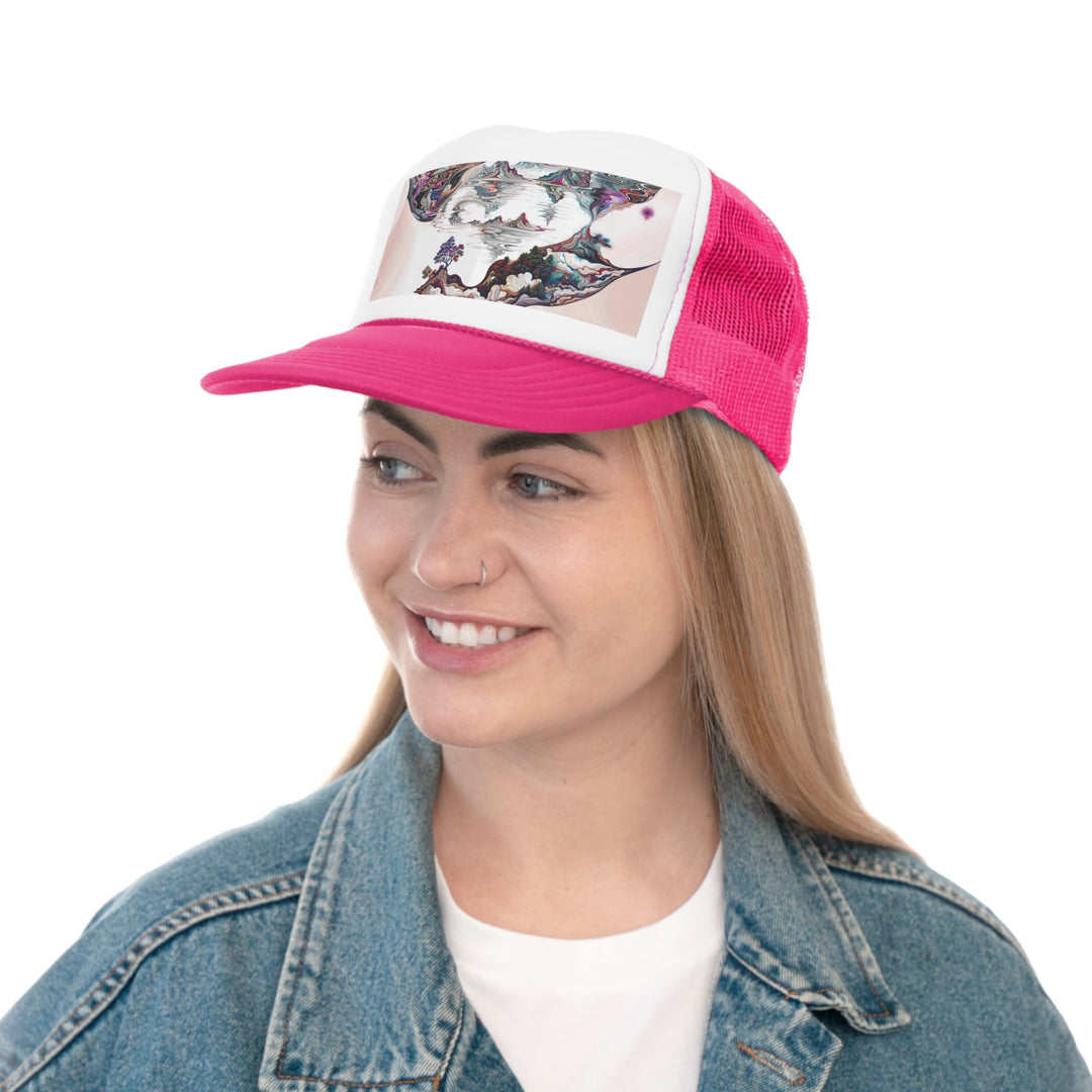 Surreal Vortex Landscape - Trucker Hat - Hats - g(0D·IO) - Pink - One size -