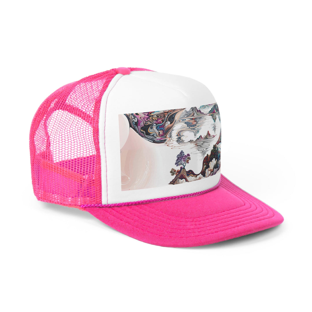 Surreal Vortex Landscape - Trucker Hat - Hats - g(0D·IO) - Pink - One size -