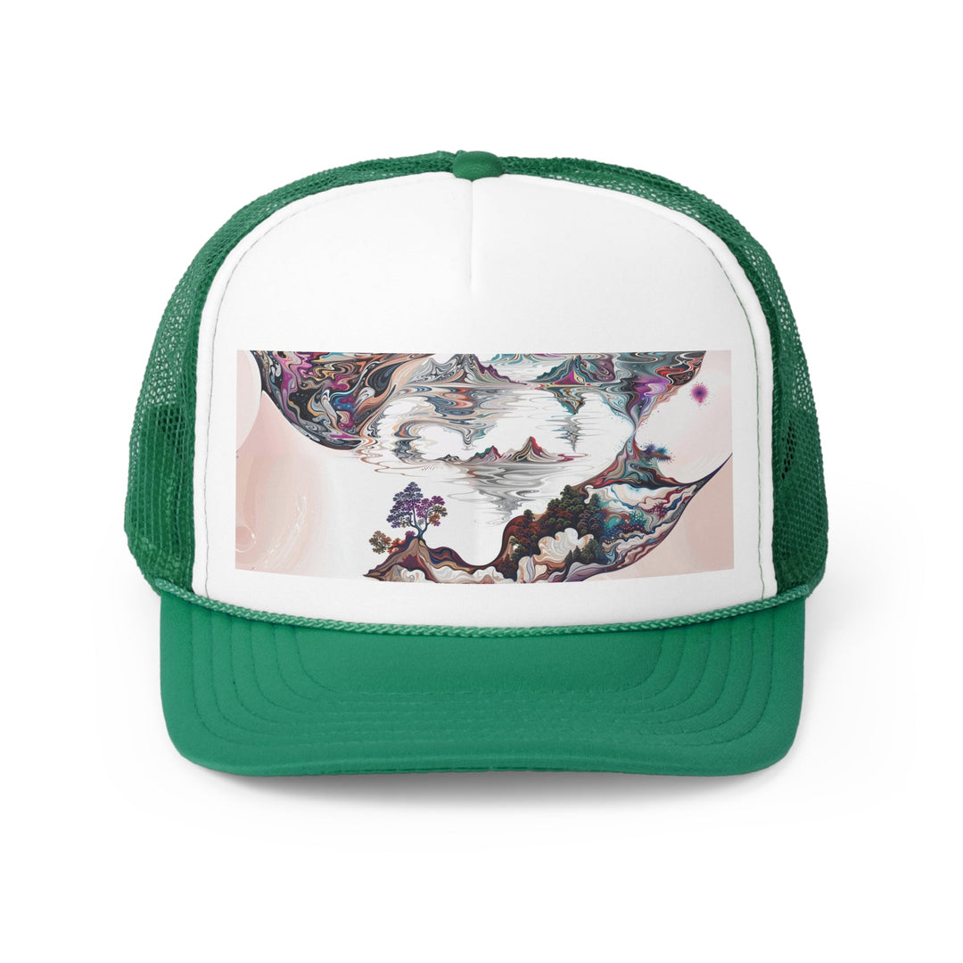 Surreal Vortex Landscape - Trucker Hat - Hats - g(0D·IO) - Green - One size -