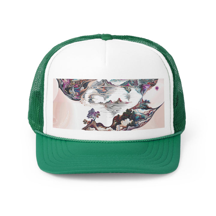 Surreal Vortex Landscape - Trucker Hat - Hats - g(0D·IO) - Green - One size -