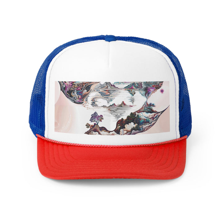 Surreal Vortex Landscape - Trucker Hat - Hats - g(0D·IO) - Blue/Red - One size -