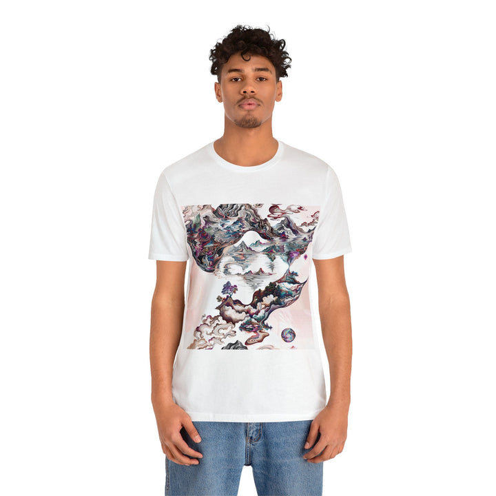 Surreal Vortex Landscape - Unisex Jersey Short Sleeve Tee - T-Shirt - g(0D·IO) - Black - S -