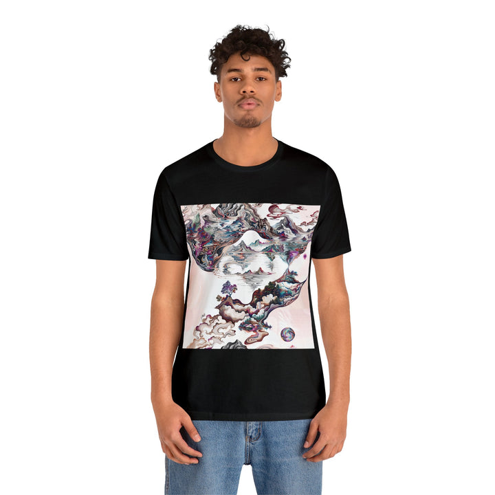 Surreal Vortex Landscape - Unisex Jersey Short Sleeve Tee - T-Shirt - g(0D·IO) - Black - S -