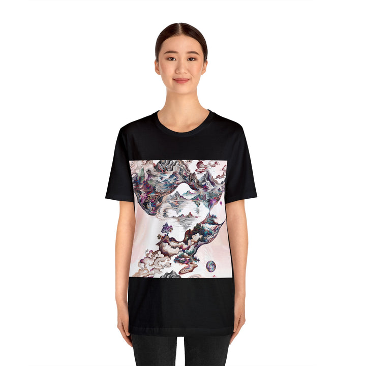 Surreal Vortex Landscape - Unisex Jersey Short Sleeve Tee - T-Shirt - g(0D·IO) - Black - S -