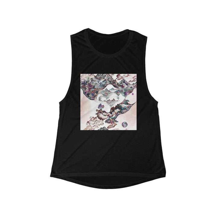 Surreal Vortex Landscape - Women's Flowy Scoop Muscle Tank - Tank Top - g(0D·IO) - S - Black -