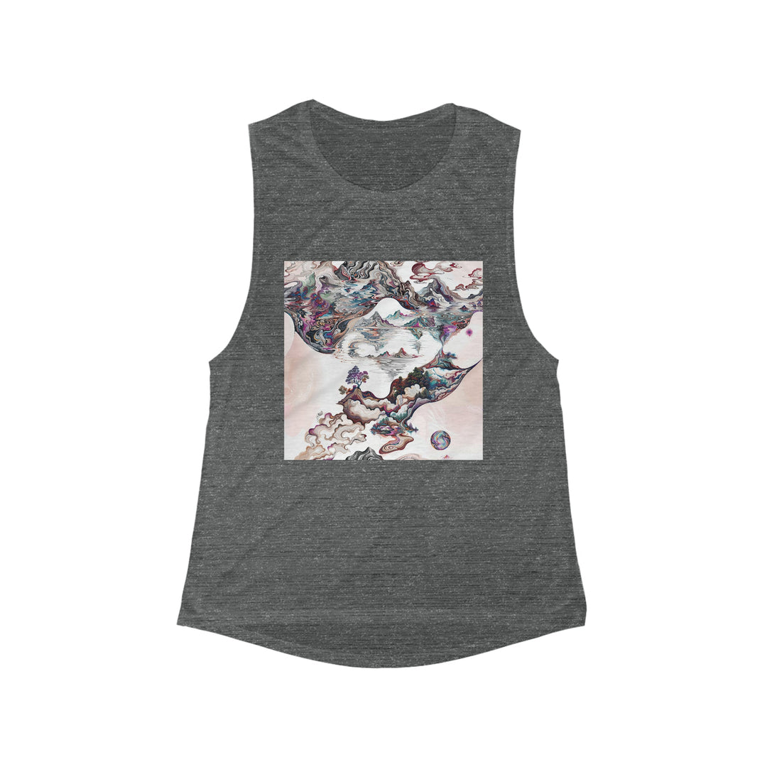 Surreal Vortex Landscape - Women's Flowy Scoop Muscle Tank - Tank Top - g(0D·IO) - S - Asphalt Slub -