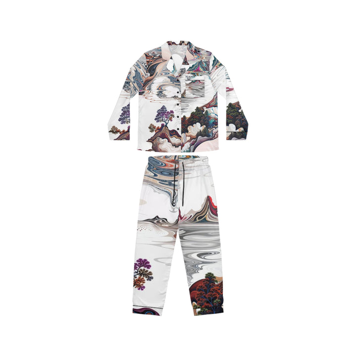 Surreal Vortex Landscape - Women's Satin Pajamas - All Over Prints - g(0D·IO) - XS/S - Black -