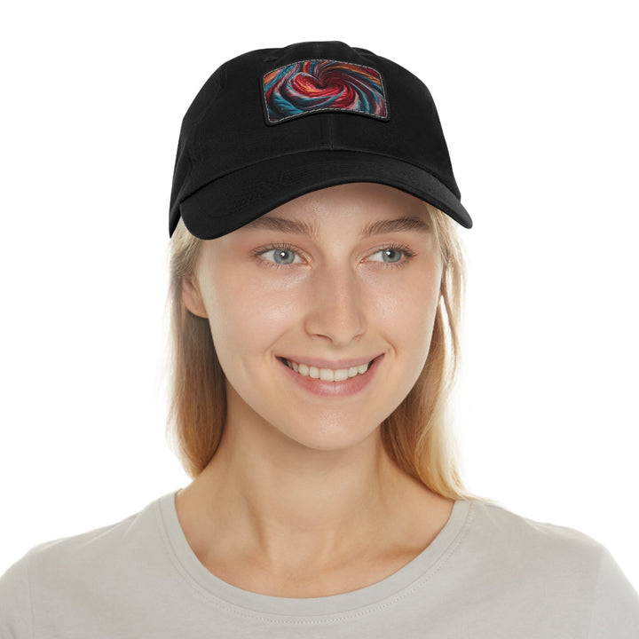 Swirling Color Vortex - Dad Hat - Hats - g(0D·IO) - White / Black patch - Rectangle - One size
