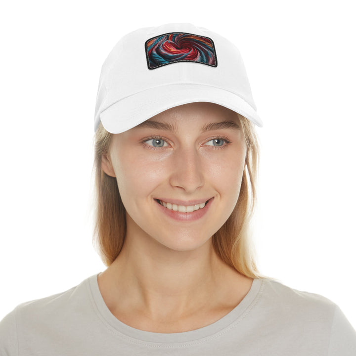 Swirling Color Vortex - Dad Hat - Hats - g(0D·IO) - White / Black patch - Rectangle - One size