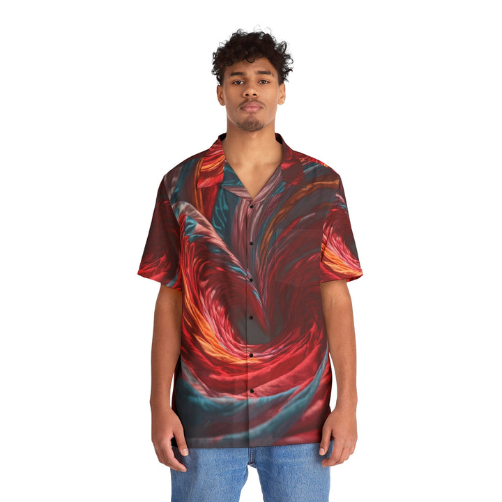 Swirling Color Vortex - Men's Hawaiian Shirt - All Over Prints - g(0D·IO) - S - Black -