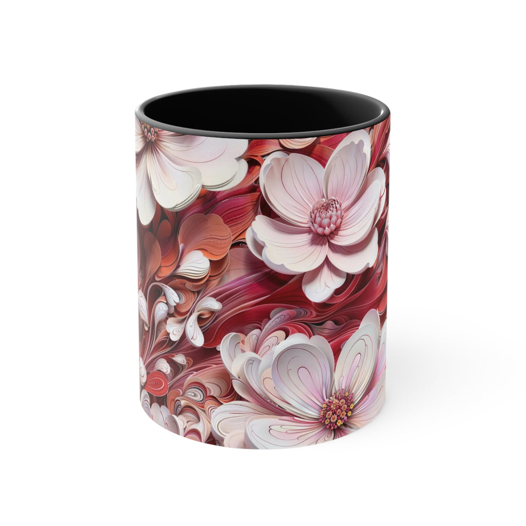 Swirling Floral Abundance - Accent Coffee Mug - Mug - g(0D·IO) - Black - 11oz -