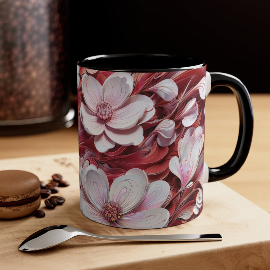 Swirling Floral Abundance - Accent Coffee Mug - Mug - g(0D·IO) - Pink - 11oz -