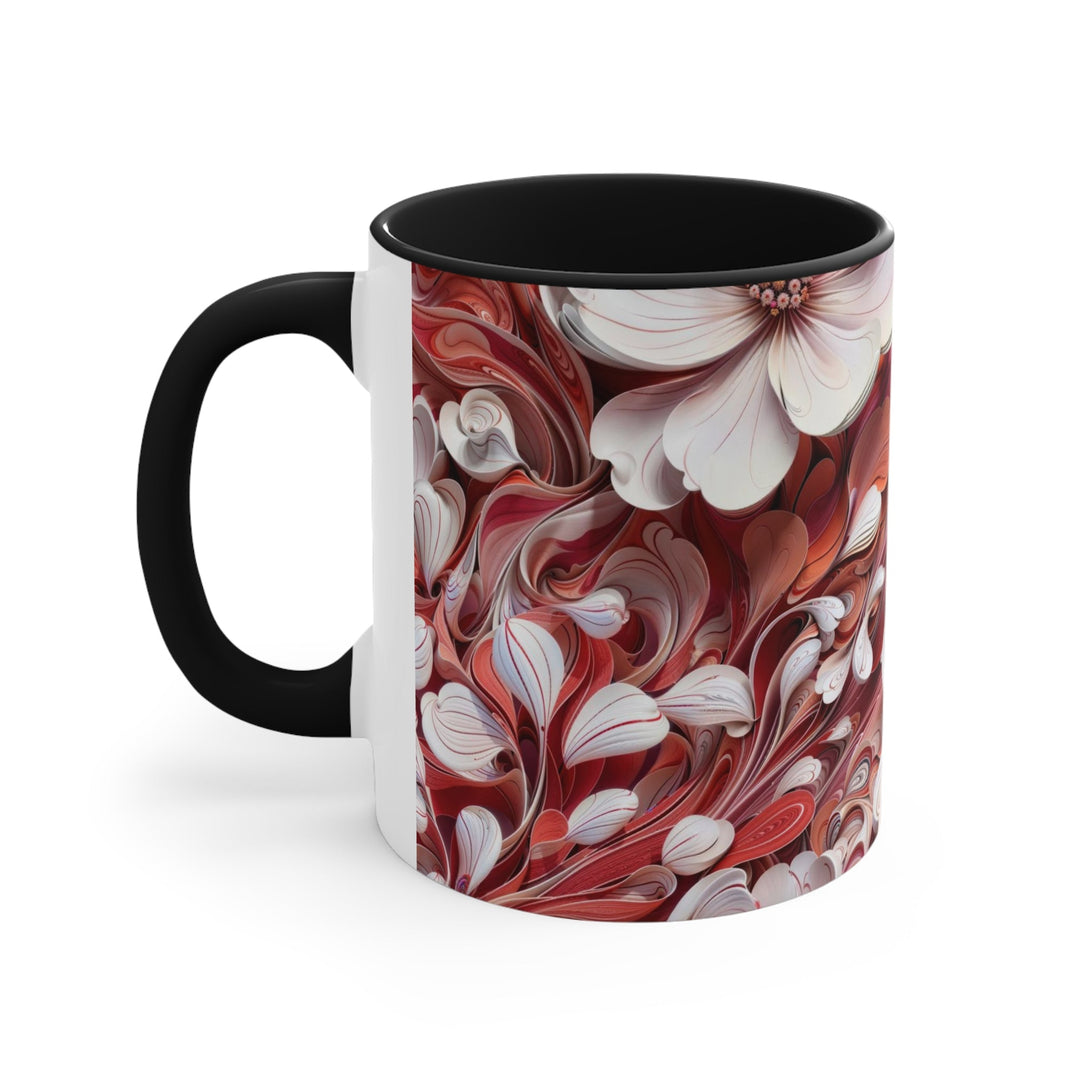 Swirling Floral Abundance - Accent Coffee Mug - Mug - g(0D·IO) - Pink - 11oz -