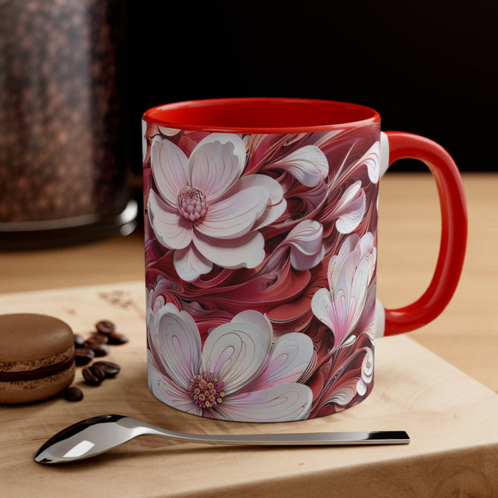 Swirling Floral Abundance - Accent Coffee Mug - Mug - g(0D·IO) - Pink - 11oz -