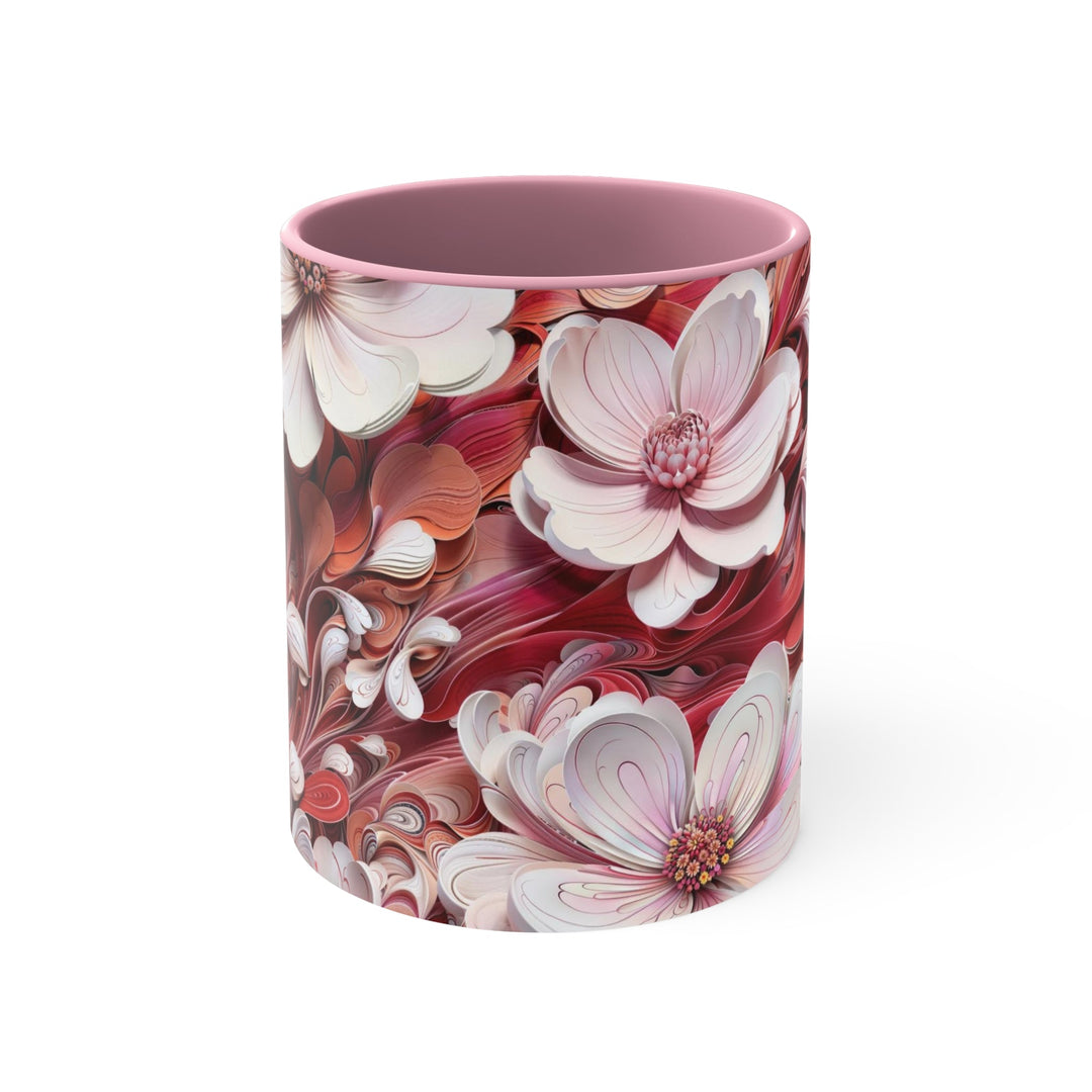 Swirling Floral Abundance - Accent Coffee Mug - Mug - g(0D·IO) - Pink - 11oz -