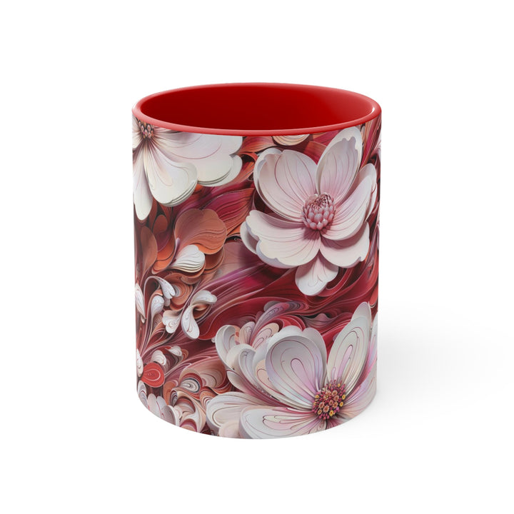 Swirling Floral Abundance - Accent Coffee Mug - Mug - g(0D·IO) - Red - 11oz -